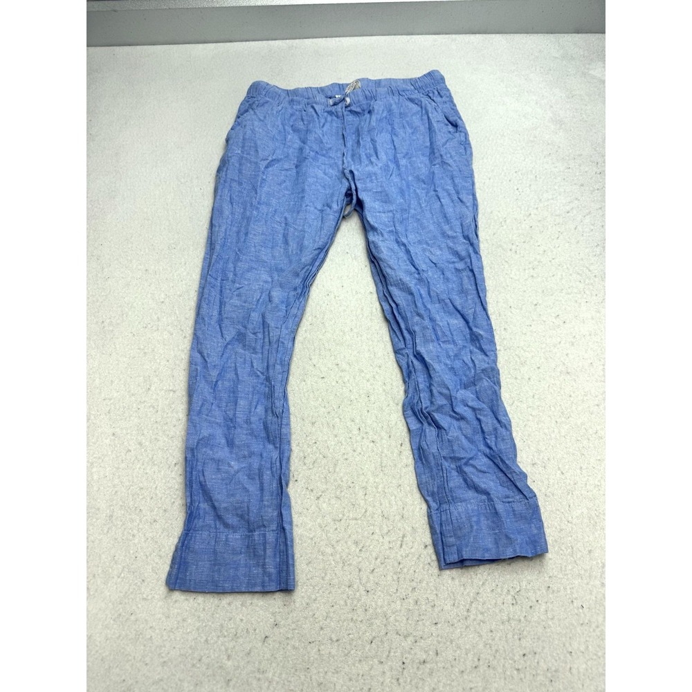 Birds Of Paradis By Trovata Pants Womens M Blue Linen Chambray Drawstring